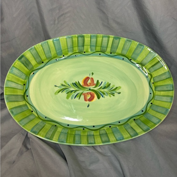 Gail Pittman Provence Artisan Green Ceramic 14’’ Serving Platter